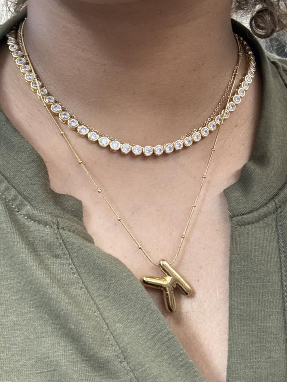 Neiman Marcus 18k Gold Plated 4mm Bezel Tennis Necklace